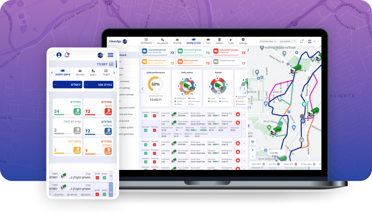 עיצוב ופיתוח מערכת לניהול מערך הניקיון עבור ערים חכמות